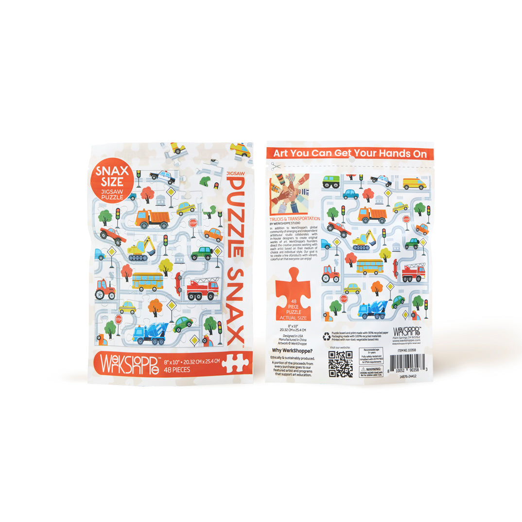 Trucks and Transportation 48 Puzzle Piece Snax - BIG FRENCHIES