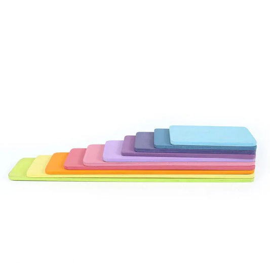 11 Pcs Wooden Rectangular Building Boards in Pastel/Macaron Colors - BIG FRENCHIES