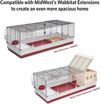 158 Wabbitat Deluxe Rabbit Home, Rabbit Cage, 39.5 L X 23.75 W X 19.75 H Inch, Maroon/White - BIG FRENCHIES