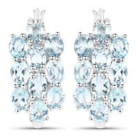 9.88 Carat Genuine Blue Topaz .925 Sterling Silver 3 Piece Jewelry Set (Ring, Earrings, and Pendant w/ Chain)