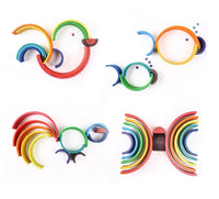12-Piece Large Wooden Rainbow Stacking Blocks – Primary Colors | Pine or Linden Wood Options - BIG FRENCHIES