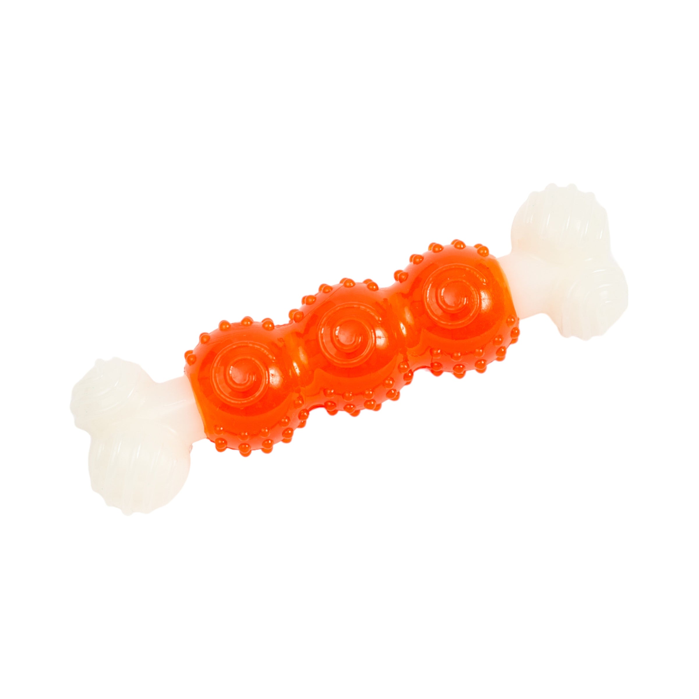 Country Living Bone-a-Treat Dog Chew Toy – Orange Bulged Balls & Green Spiral Ring - BIG FRENCHIES