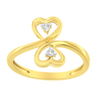 14KT Yellow Gold 1/20 ctw. Dual Heart Diamond Ring (K-L, I1-I2) - Size 7
