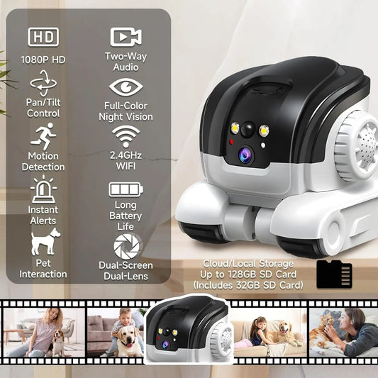 1080P Smart Pet Camera WiFi Robot 2-Way Audio Night Vision Motion Tracking(2026) - BIG FRENCHIES