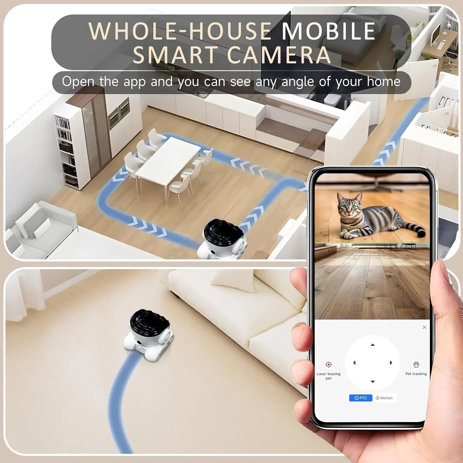 1080P Smart Pet Camera WiFi Robot 2-Way Audio Night Vision Motion Tracking(2026) - BIG FRENCHIES