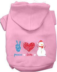 Peace, Love, and Snow Pet Hoodie