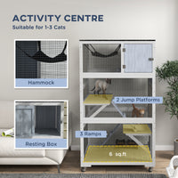 Catio, Outdoor Cat Enclosure House on Wheels with Hammock, Gray