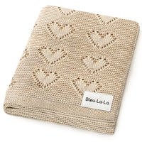 100% Cotton Luxury Knit Heart Swaddle Baby Blanket