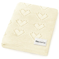 100% Cotton Luxury Knit Heart Swaddle Baby Blanket