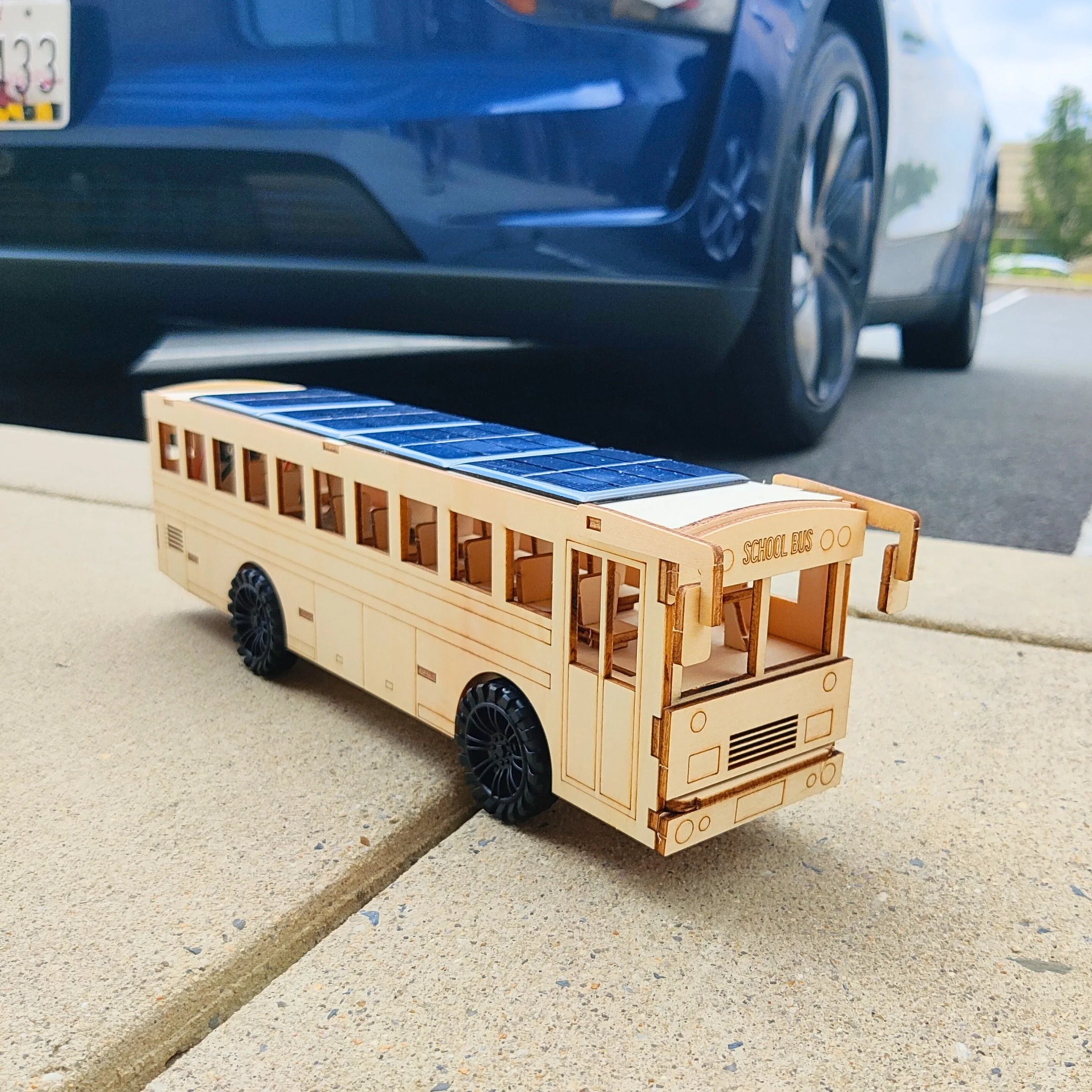 Dual Power School Bus STEM Kit – Build, Paint & Personalize | Battery + Solar Powered - BIG FRENCHIES