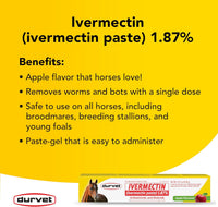 Durvet Ivermectin Horse Wormer Apple Flavor Broad Spectrum Equine Dewormer