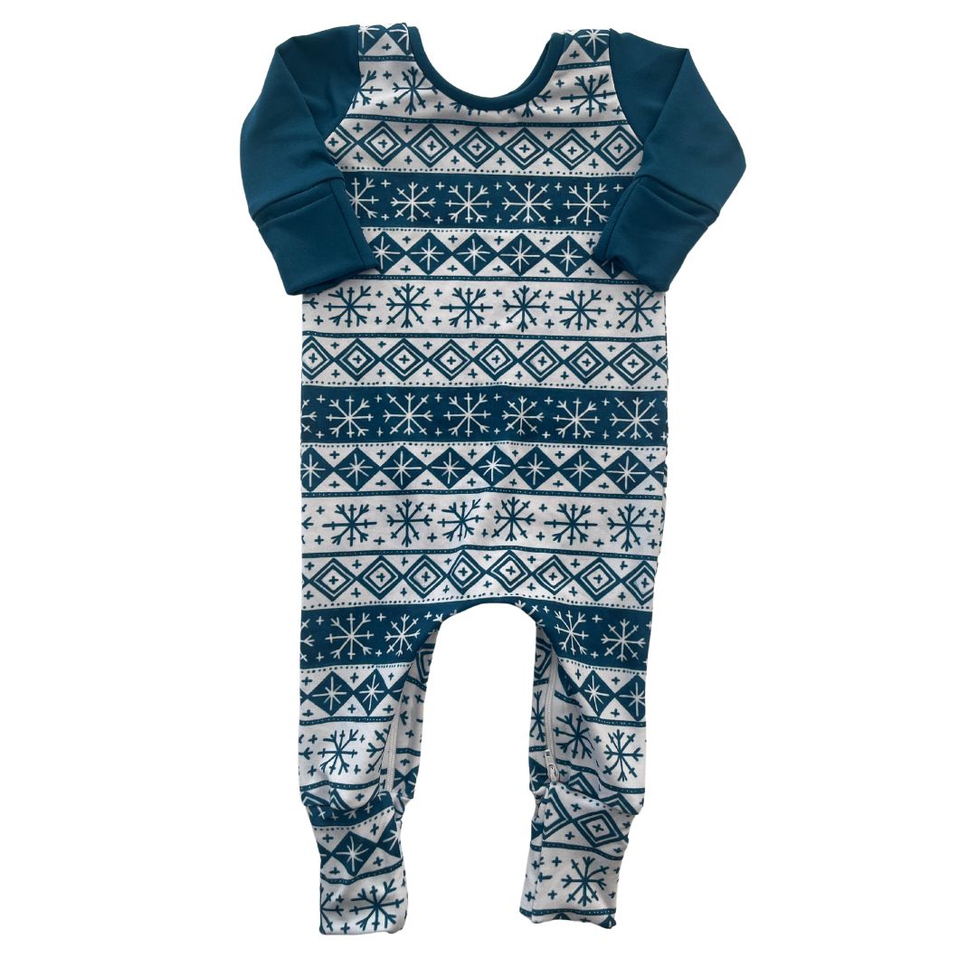 Snowflake Stripes Zip Romper