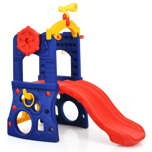 6-in-1 Freestanding Kids Slide with Basketball Hoop and Ring Toss - BIG FRENCHIES