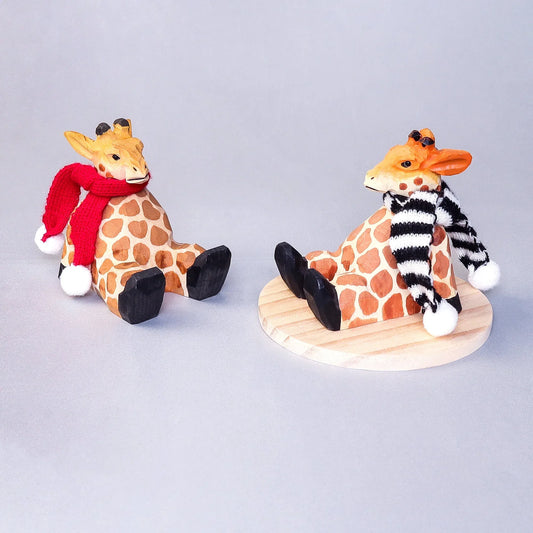 Handmade Wood-Carved Giraffe Cellphone Stand - BIG FRENCHIES