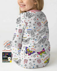 Colorable God Says I Am Butterfly Bamboo Two Piece Long Sleeve Pajama Set