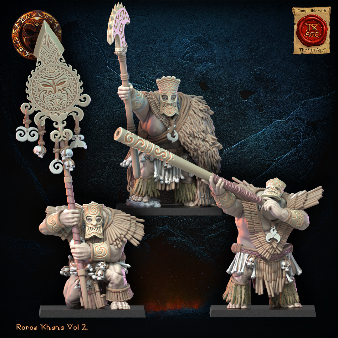 3D Printed Roroa Khans Tiki Command Group by Lost Kingdom Miniatures