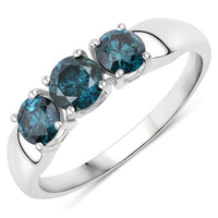 1.03 Carat Genuine Blue Diamond 14K White Gold Ring