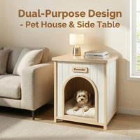 Modern Indoor Wooden Dog House with Removable Cushion – Solid Cedar Pet House for Small Dogs & Cats, Furniture-Grade Sca