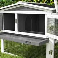 Hutch 2-Story Bunny Cage, Guinea Pig Cage Indoor Outdoor, Small Animal House With Slide Out Tray, For Rabbits, Chickens,