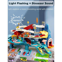Dinosaur Mountain Adventure Track Toy Set Includes Roller Coaster, Mini Car, And Screwdriver