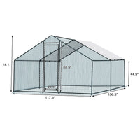 13 x 10 ft Large Metal Chicken Coop, Walk-in Poultry Cage Chicken Hen Run House with Waterproof Cover, Rabbits Cats Dogs
