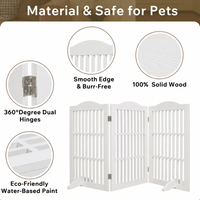 Wooden Freestanding Foldable Pet Gate for Dogs, 30 inch 3 Panels Step Over Fence, Dog Gate for The House, Doorway