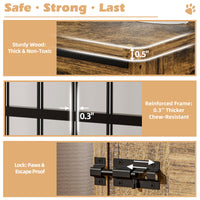 46in Large Dog Crate Furniture, Double Door Wooden Indoor Dog Kennel Furniture, Decorative Pet Cage End Table With Wheel