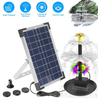 3-Tier Solar Bird Bath Fountain Solar Powered Water-Pump Waterfall Feature With Colorful Light 3 Nozzles 6W Solar Panel 