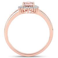 0.81 Carat Genuine Morganite and White Diamond 14K Rose Gold Ring