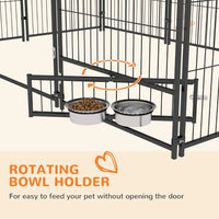 Outside Dog Kennel, 6.9' X 4.6' X 5' Puppy Play Pen With Canopy, Garden Playpen Fence Crate With Rotating Bowl, Black