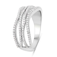 0.46 Carat Genuine White Diamond 14K White Gold Ring (F-G Color, SI Clarity)