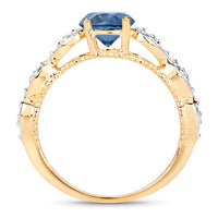 1.27 Carat Genuine Blue Sapphire and White Diamond 14K Yellow Gold Ring