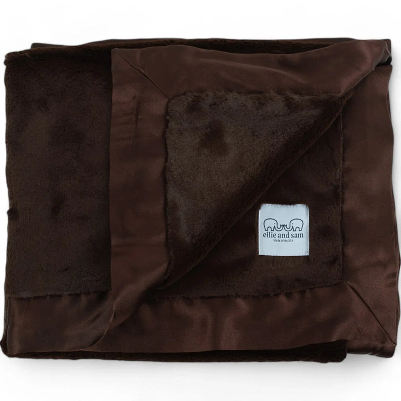 Luxury Satin Border Blanket - Chocolate - BIG FRENCHIES
