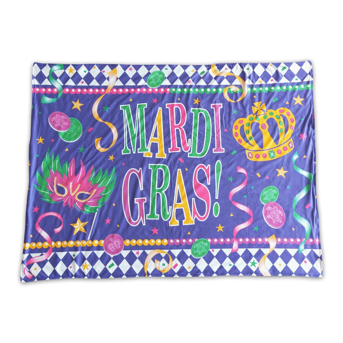 Purple minky polka dots crown Mardi Gras blankets - BIG FRENCHIES