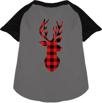 Buffalo Check Deer Pet Raglan Shirt