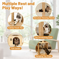 Floor-to-Ceiling Cat Tree With Natural Sisal Rope Scratching Post - Adjustable Height Modern Cat Activity Tree, Cat Scra