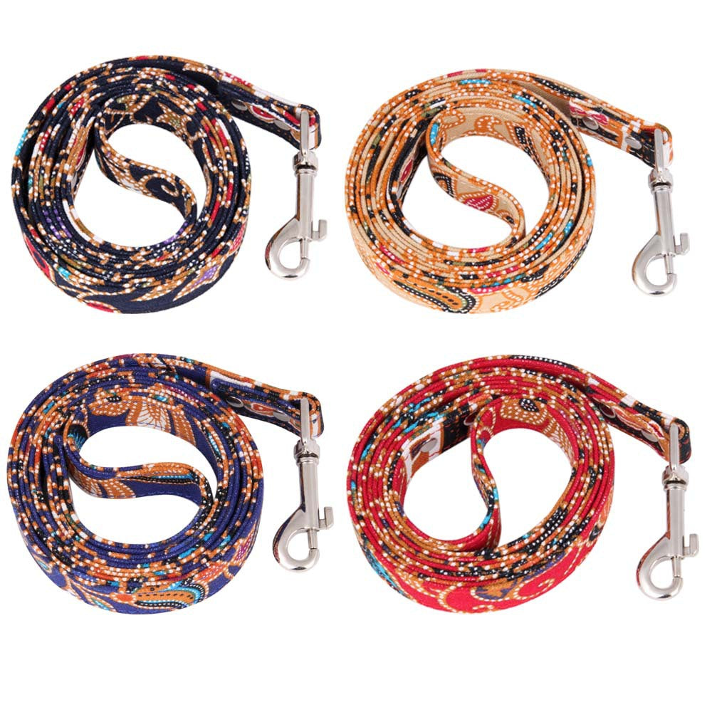 Bohemia Pattern Dog Leash & Collar – Durable Fabric Pet Walking Accessory-Pet Collars & Leashes-BIG FRENCHIES-Jane's Pet Boutique