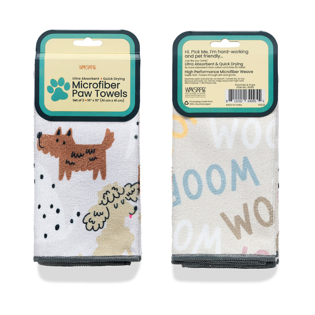 Pooches & Pups Pet Paw Microfiber Towels