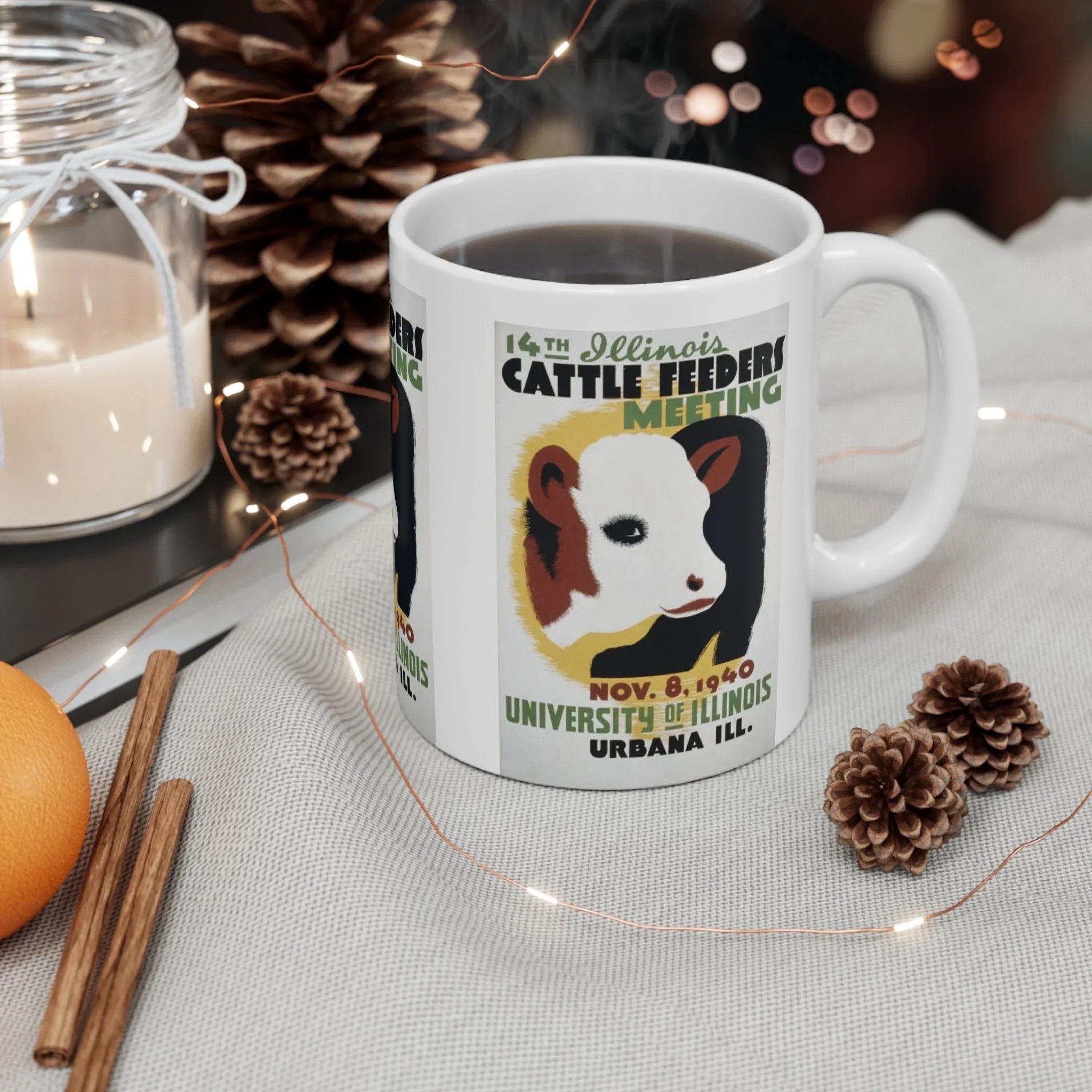 ROADSIDE MUGS - Illinois Cattle Feeders Meeting WPA Ceramic Mug 11oz - BIG FRENCHIES