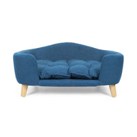 Elevated Dog Bed Frame for Small Dog, Fabric Pet Couch Bed with Rubber Wood Legs and Supportive Foam, Navy Blue, Easy As