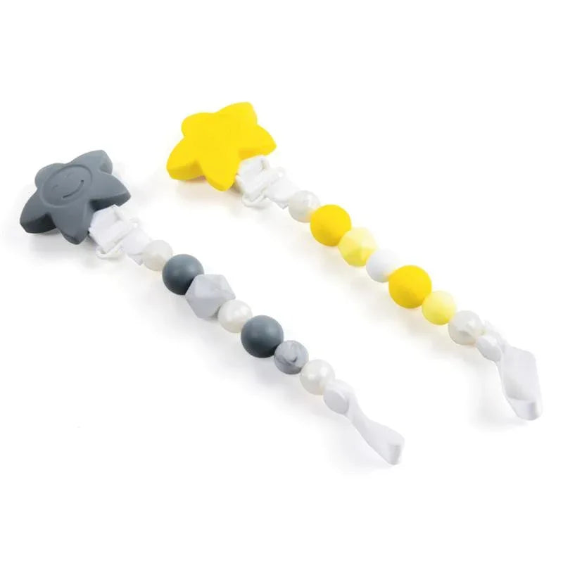 Primo Passi 3-in-1 Silicone Pacifier Clip in Grey and Yellow - BIG FRENCHIES