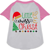 Little Miss Christmas Pet Raglan Shirt