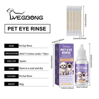 Pet Eye Rinse For Dogs & Cats, Gentle Eye Cleaner Solution With Hyaluronic Acid, Honeysuckle Extract & Taurine, Tear Sta