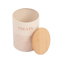 Country Living Dog Treat Canisters - Set of 2 Carbon Steel Jars with Bamboo Lids – White Swan - BIG FRENCHIES