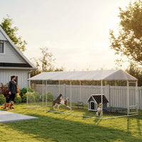 Dog Kennel Outdoor Dog Run Waterproof UV-Resist Cover Lockable Door Adjustable Bowls 20 X 7.5 X 6.5ft,Multiple Packages