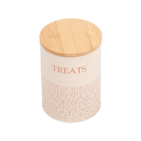 Country Living Dog Treat Canisters - Set of 2 Carbon Steel Jars with Bamboo Lids – White Swan - BIG FRENCHIES