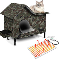 Insulated Weather-Resistant Cat Shelter with Heating Pad