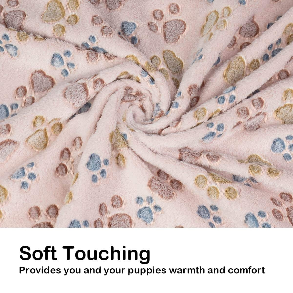 3 Pack Pet Blanket, Soft Plush Paw Print Dog Blanket Washable, Warm Fleece Cat Blanket For Large Medium Dogs, Sofa Couch