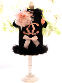 Elegant Bow Knit Dog Sweater Dress