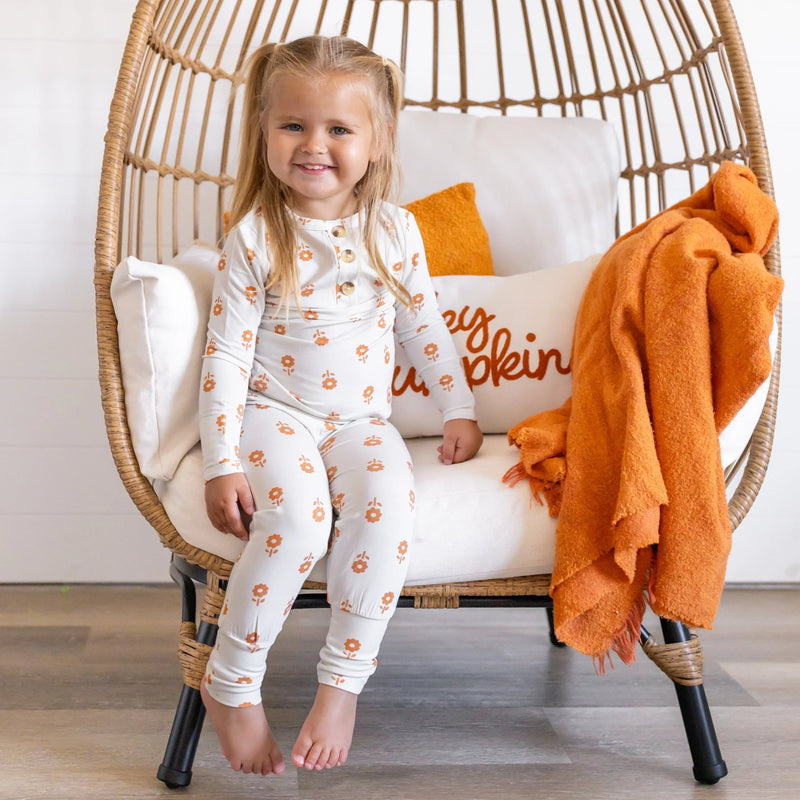 Orange Posie 2pc Bamboo Pajamas for Kids - Sizes Newborn & Up! - BIG FRENCHIES